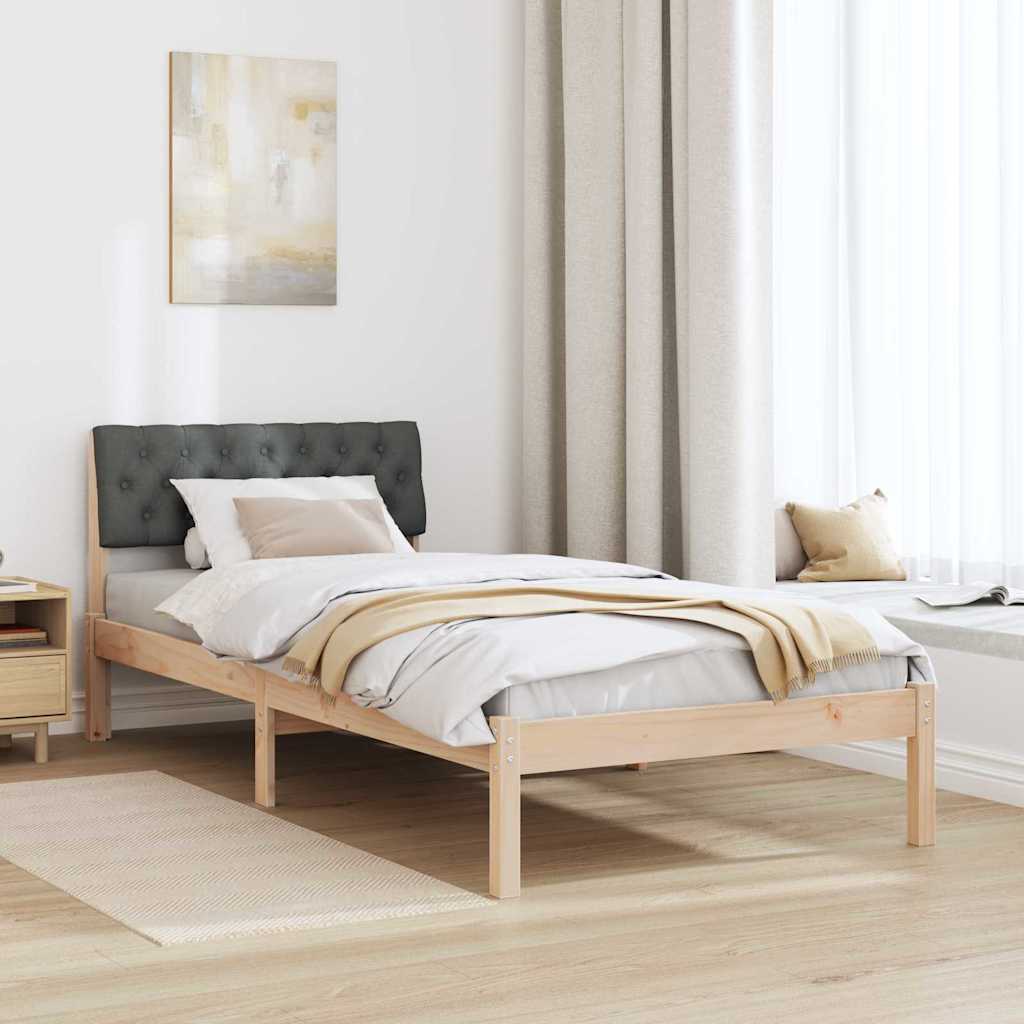 vidaXL Rama łóżka Z zagłówkiem brązowy i ciemnoszary 90 x 200 cm