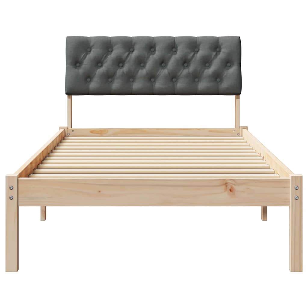 vidaXL Rama łóżka Z zagłówkiem brązowy i ciemnoszary 90 x 200 cm