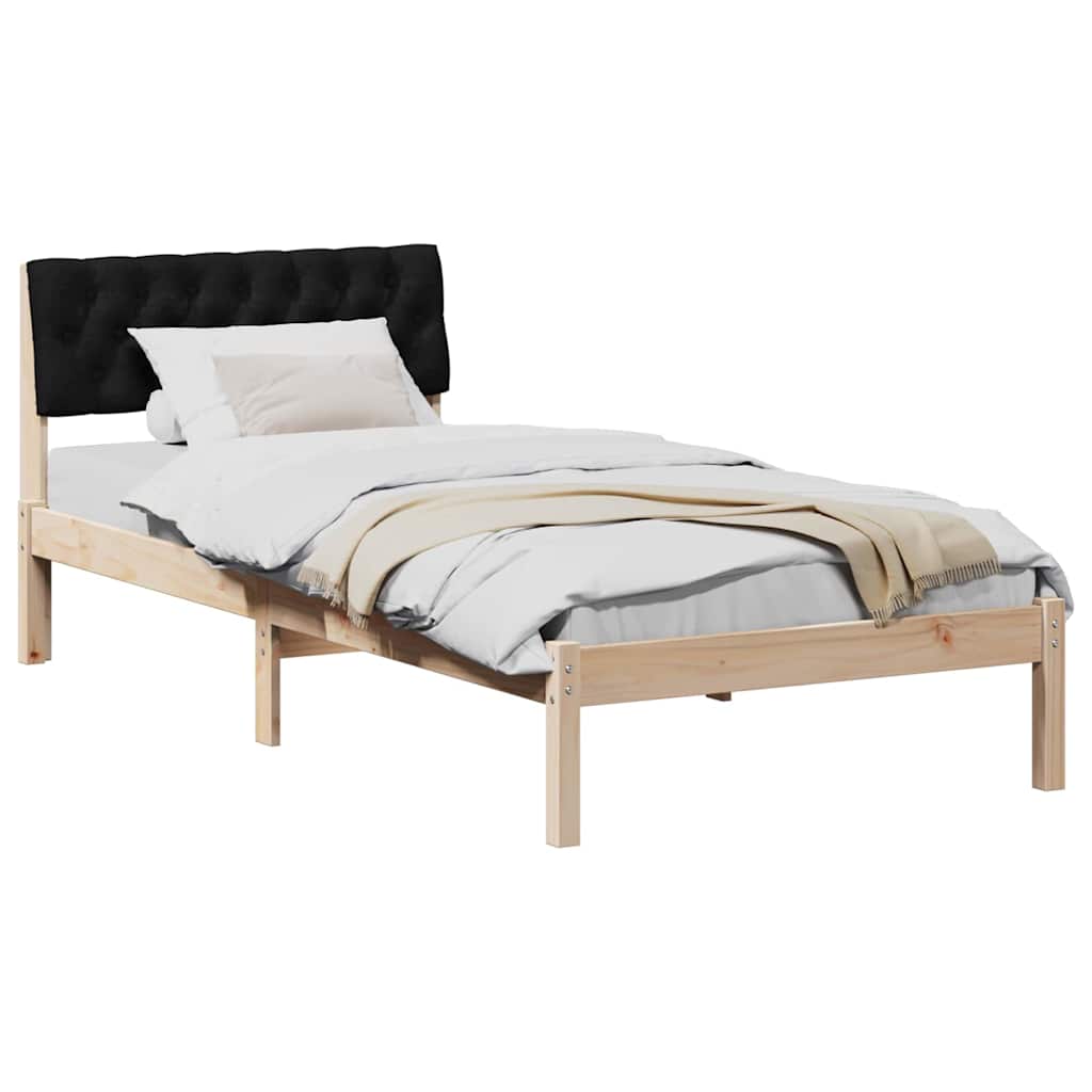 vidaXL Rama łóżka brązowo-czarny 90 x 200 cm Lite drewno sosnowe