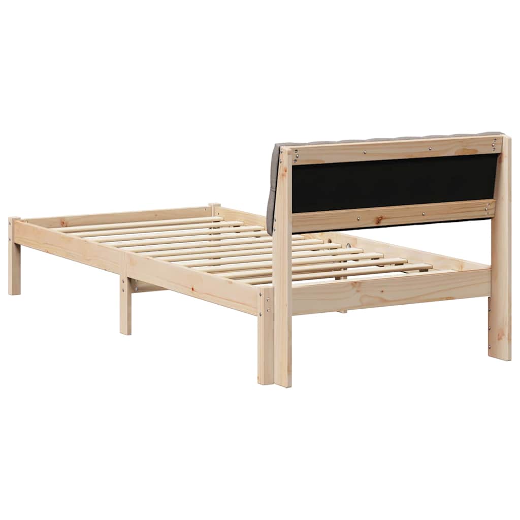 vidaXL Rama łóżka Brązowy i taupe 90 x 200 cm Lite drewno sosnowe