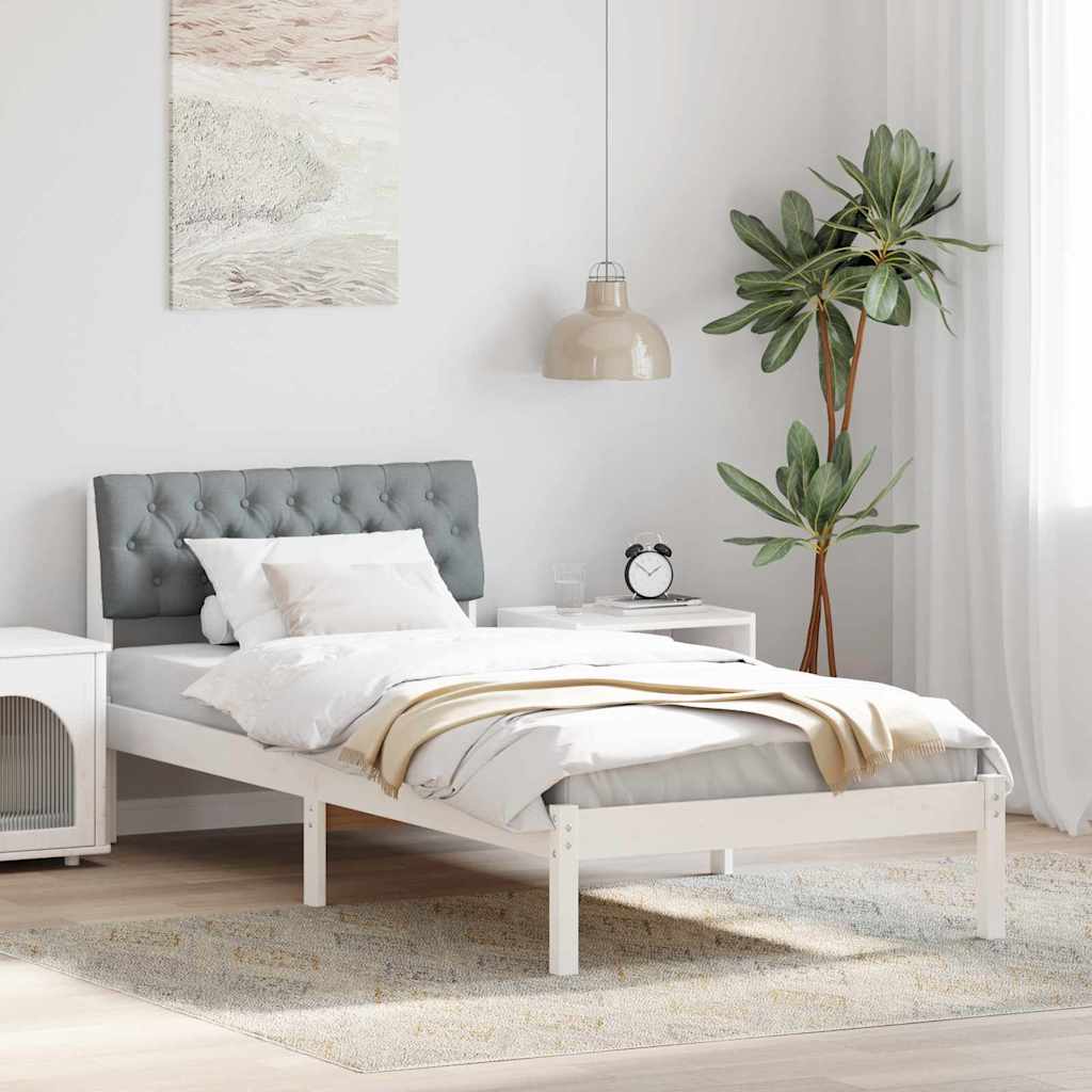vidaXL Rama łóżka Biały i jasnoszary 90 x 200 cm Lite drewno sosnowe