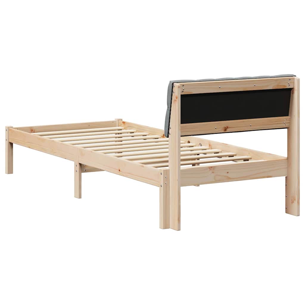 vidaXL Rama łóżka Brązowy i jasnoszary 80 x 200 cm Lite drewno sosnowe