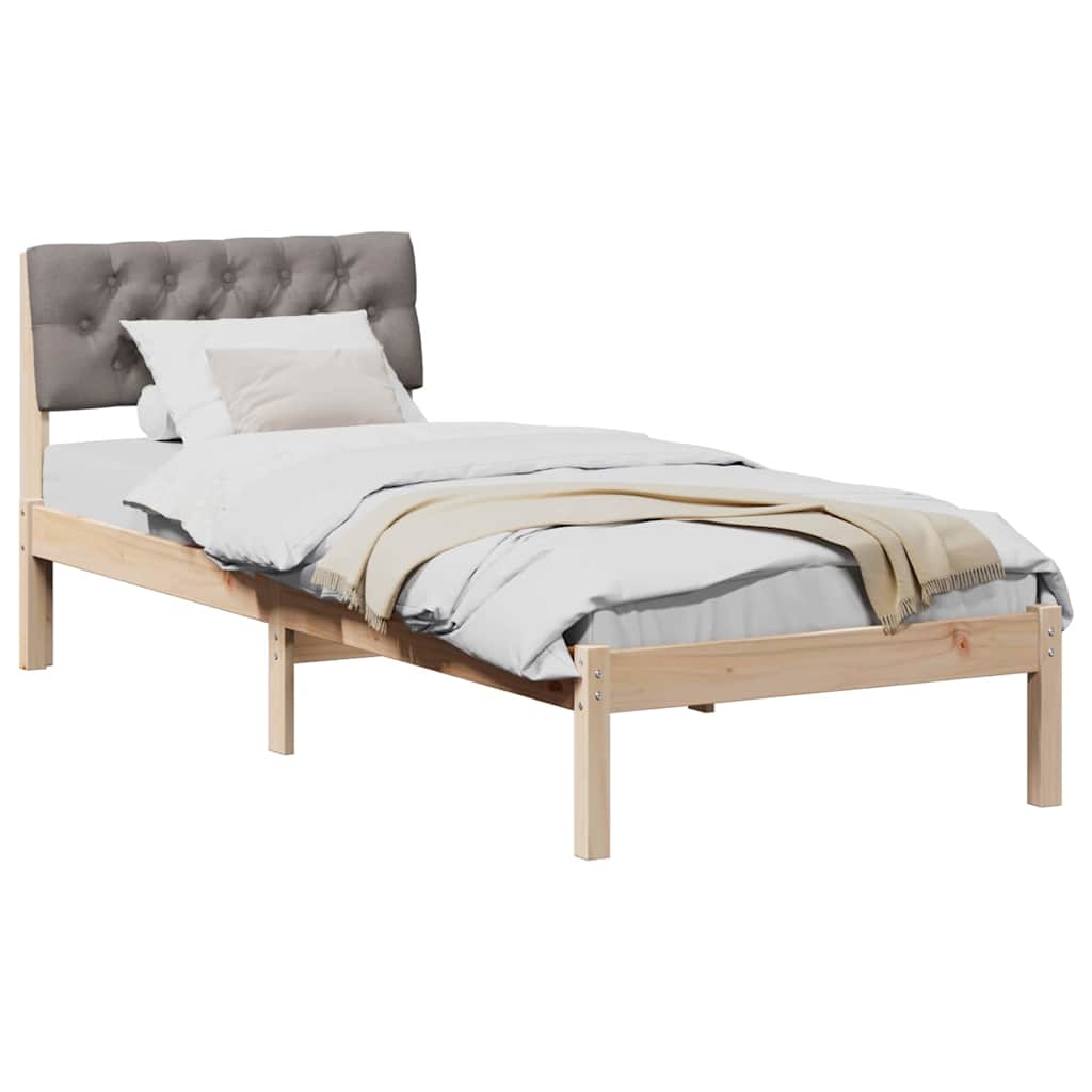 vidaXL Rama łóżka Brązowy i taupe 80 x 200 cm Lite drewno sosnowe