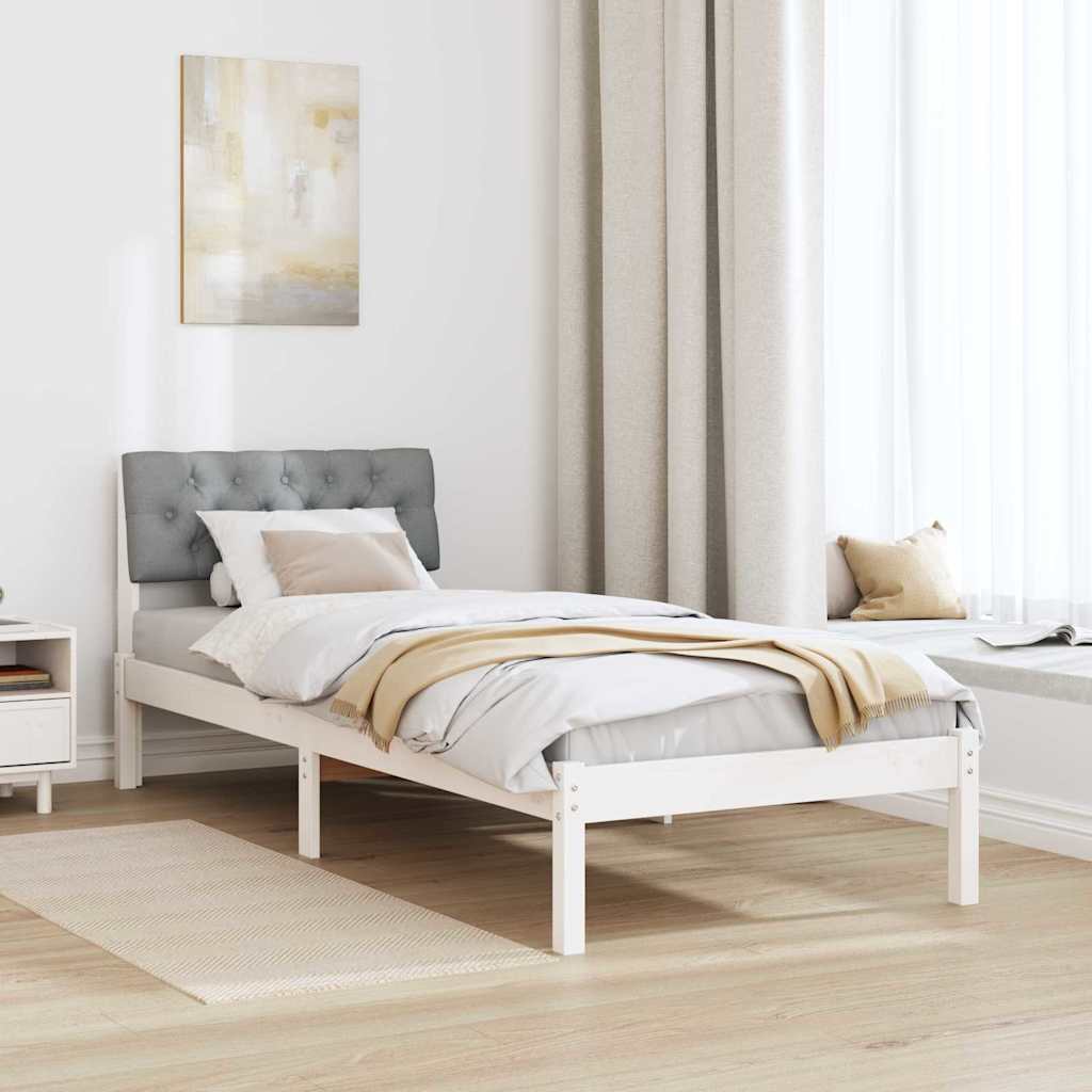 vidaXL Rama łóżka Biały i jasnoszary 80 x 200 cm Lite drewno sosnowe
