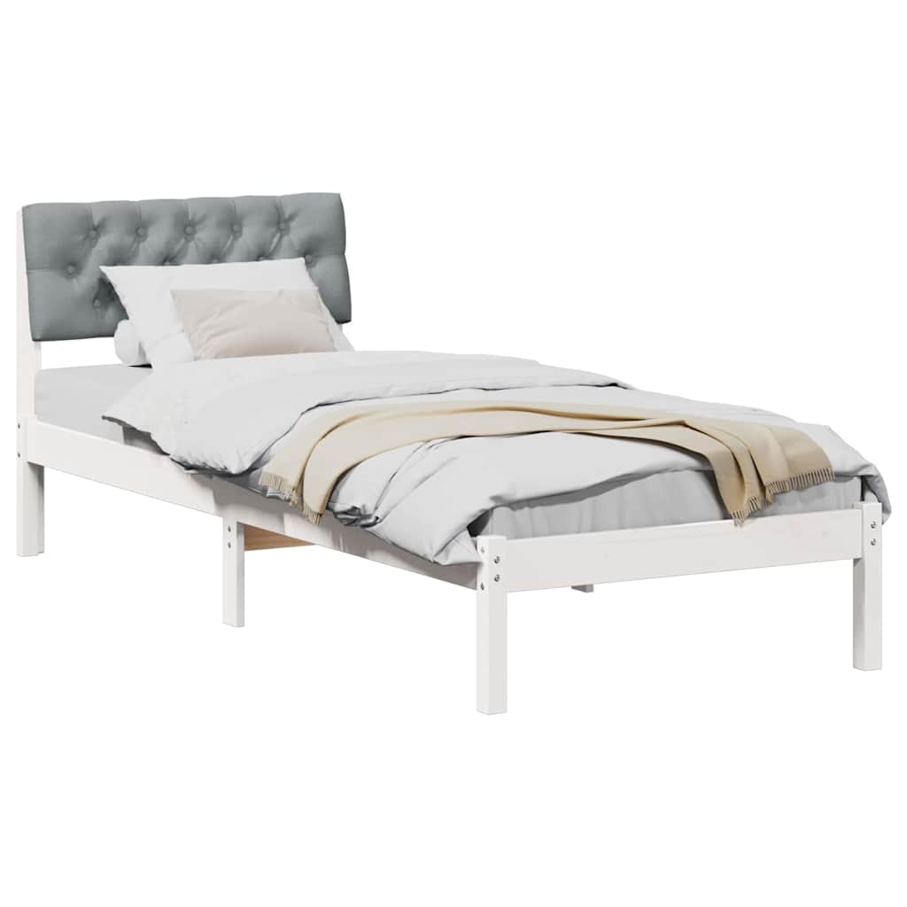 vidaXL Rama łóżka Biały i jasnoszary 80 x 200 cm Lite drewno sosnowe