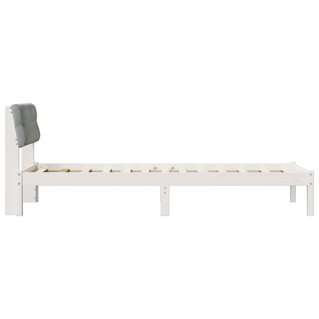vidaXL Rama łóżka Biały i jasnoszary 80 x 200 cm Lite drewno sosnowe