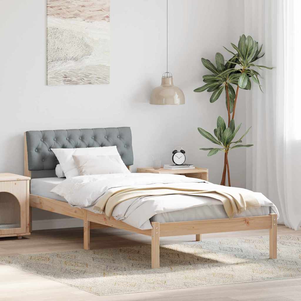 vidaXL Rama łóżka Brązowy i jasnoszary 90 x 190 cm Lite drewno sosnowe