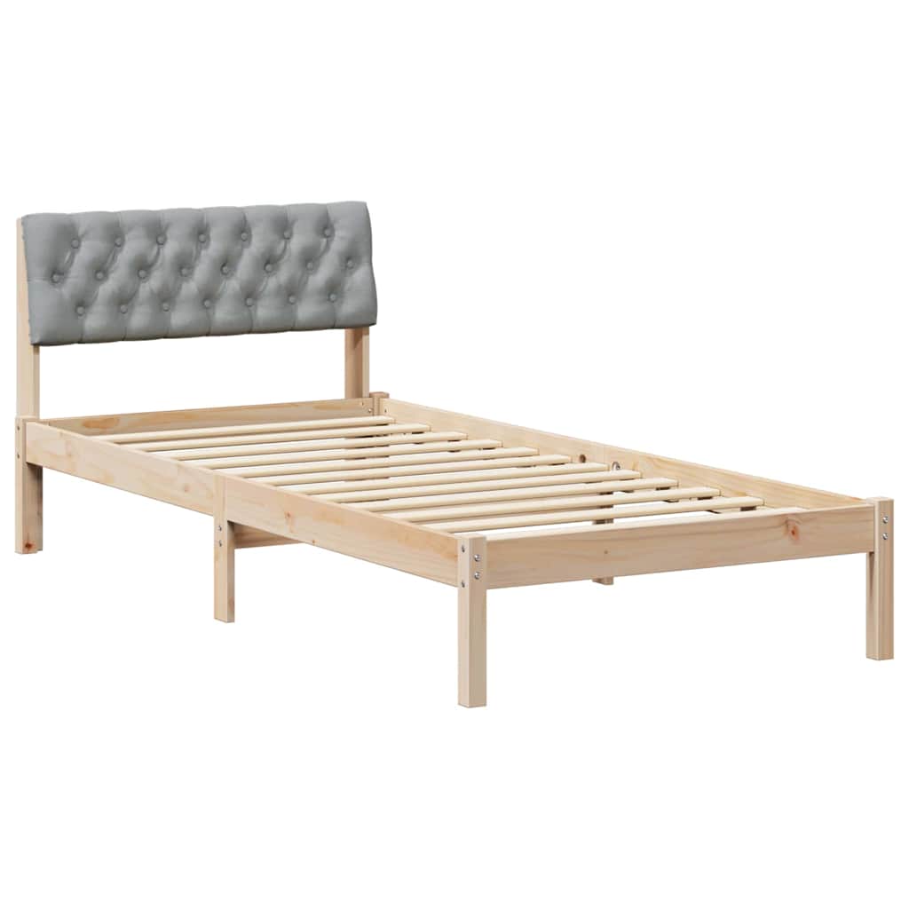 vidaXL Rama łóżka Brązowy i jasnoszary 90 x 190 cm Lite drewno sosnowe