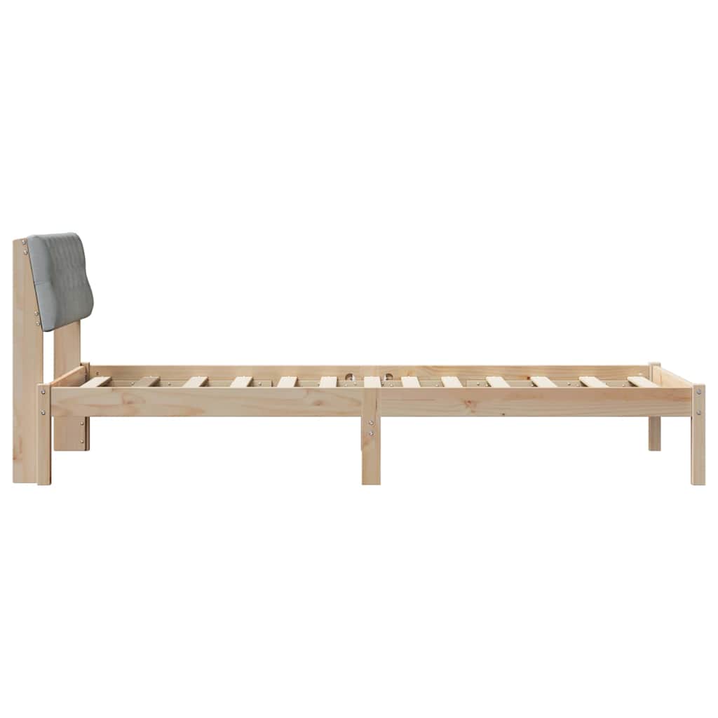 vidaXL Rama łóżka Brązowy i jasnoszary 90 x 190 cm Lite drewno sosnowe