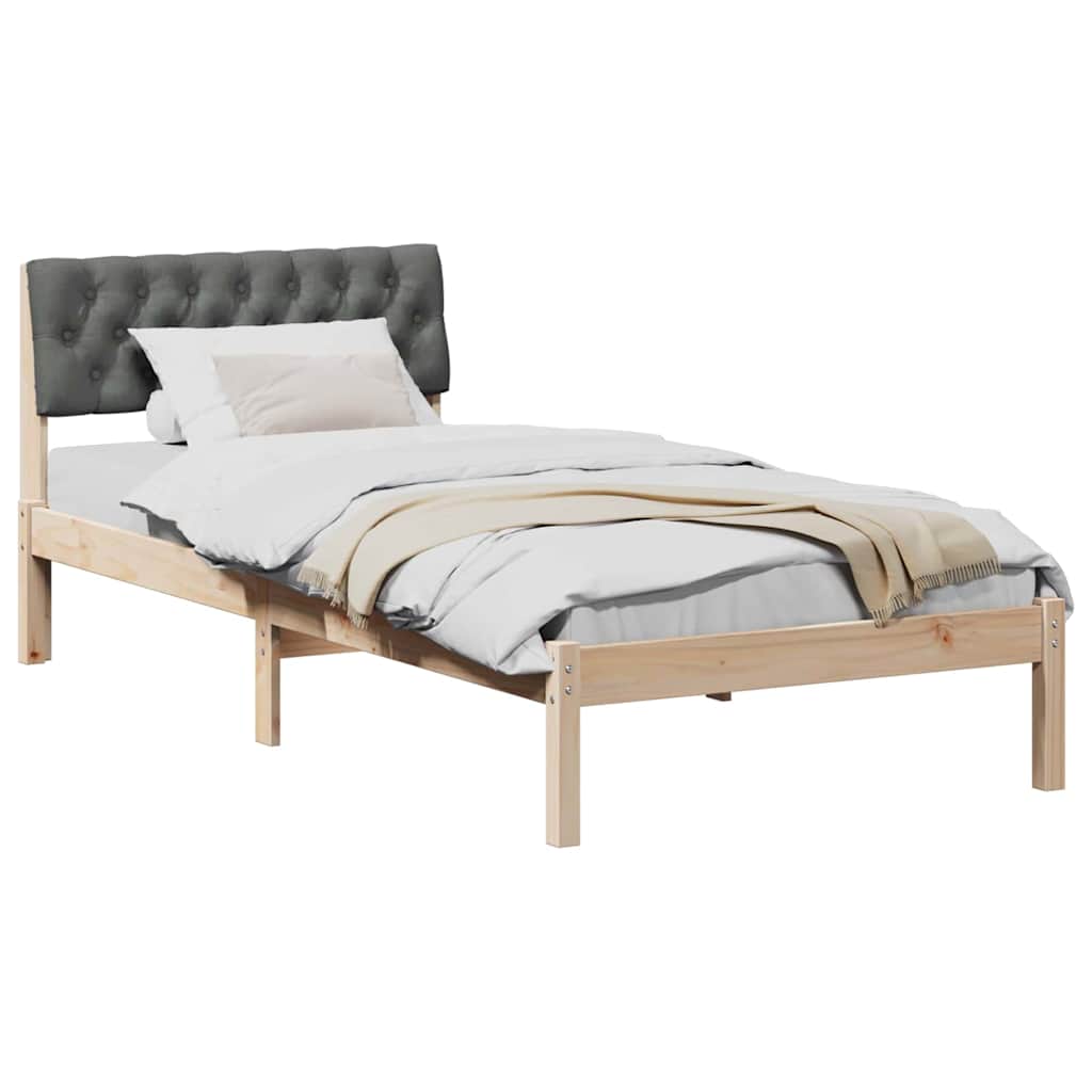 vidaXL Rama łóżka Z zagłówkiem brązowy i ciemnoszary 90 x 190 cm