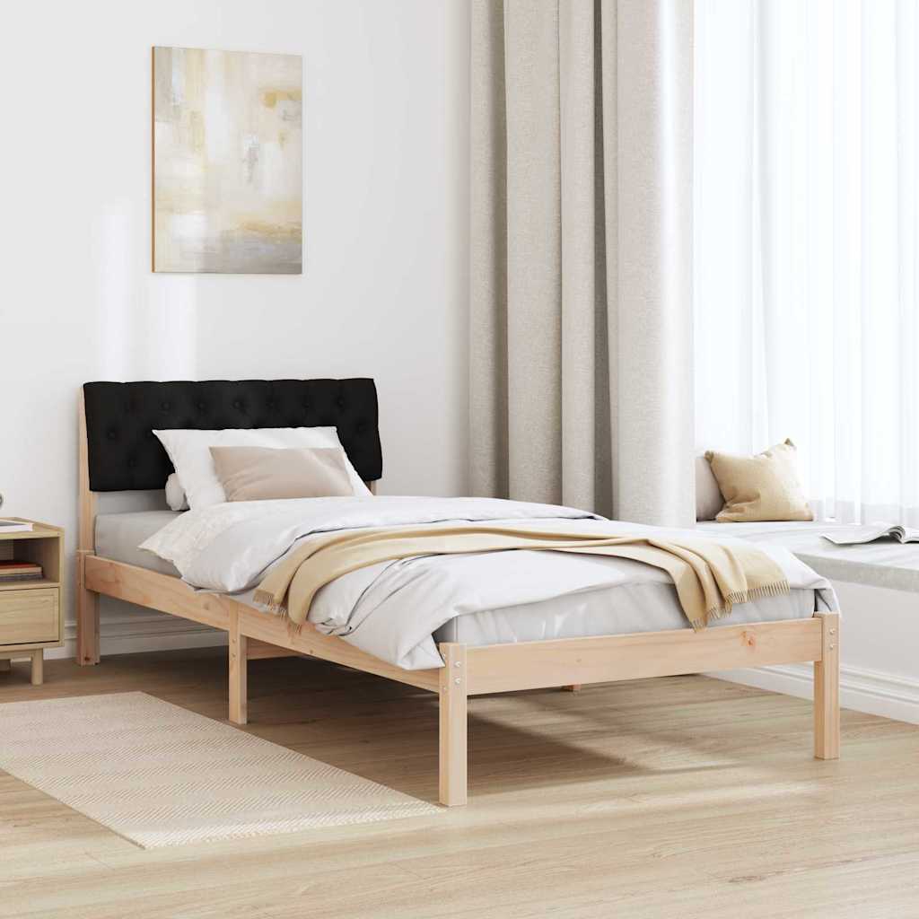 vidaXL Rama łóżka brązowo-czarny 90 x 190 cm Lite drewno sosnowe