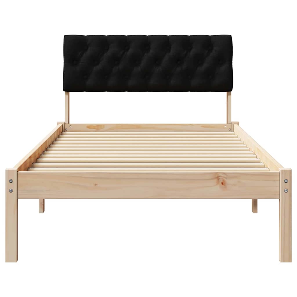 vidaXL Rama łóżka brązowo-czarny 90 x 190 cm Lite drewno sosnowe