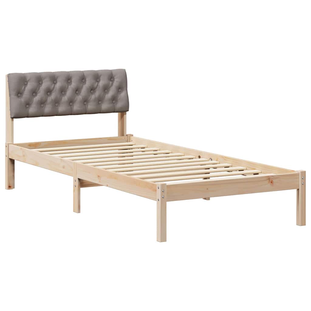 vidaXL Rama łóżka Brązowy i taupe 90 x 190 cm Lite drewno sosnowe