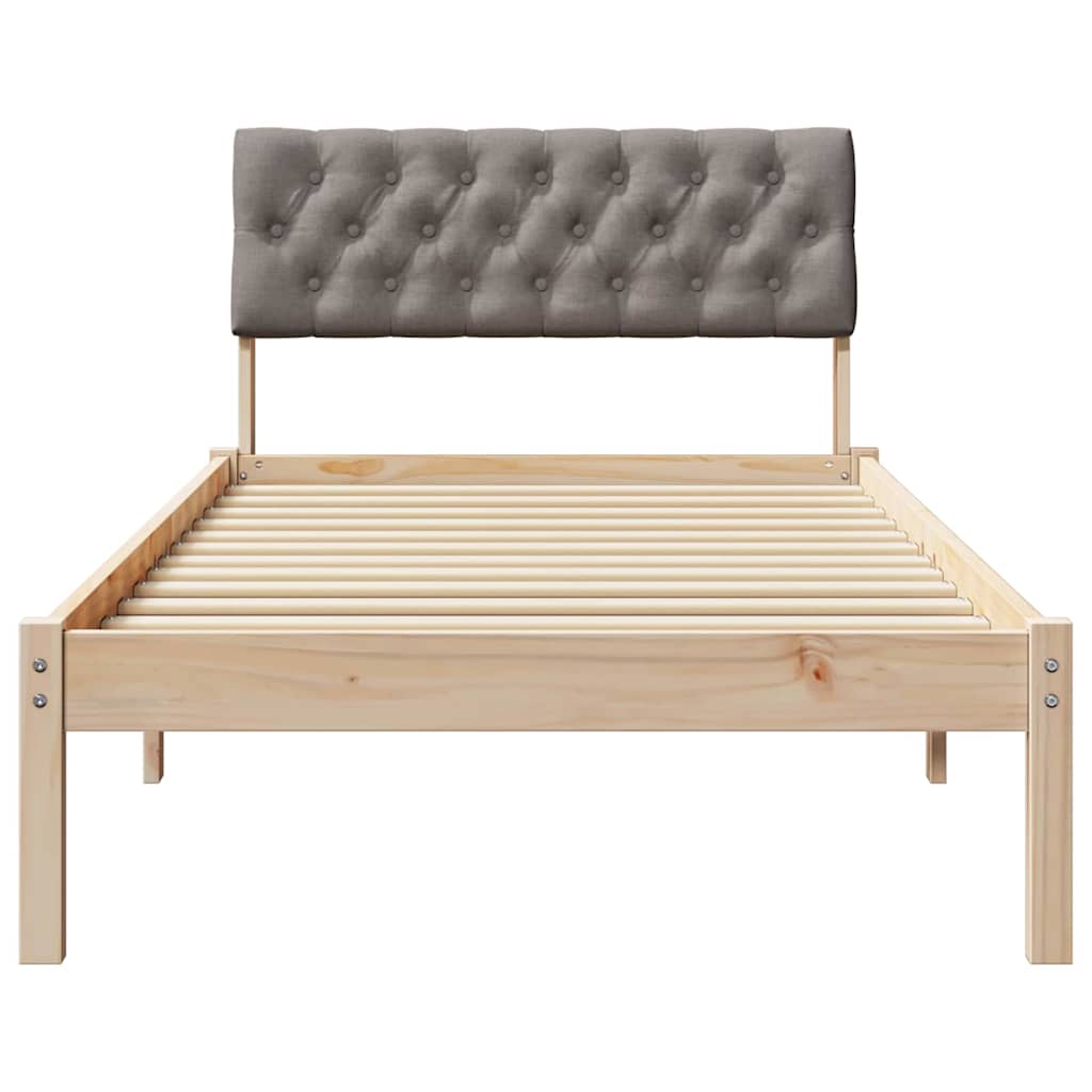 vidaXL Rama łóżka Brązowy i taupe 90 x 190 cm Lite drewno sosnowe