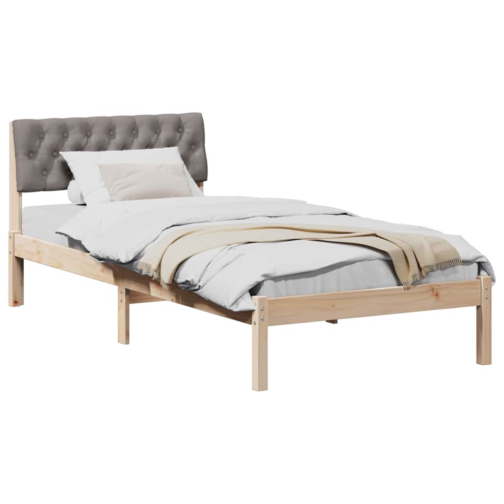 vidaXL Rama łóżka Brązowy i taupe 90 x 190 cm Lite drewno sosnowe
