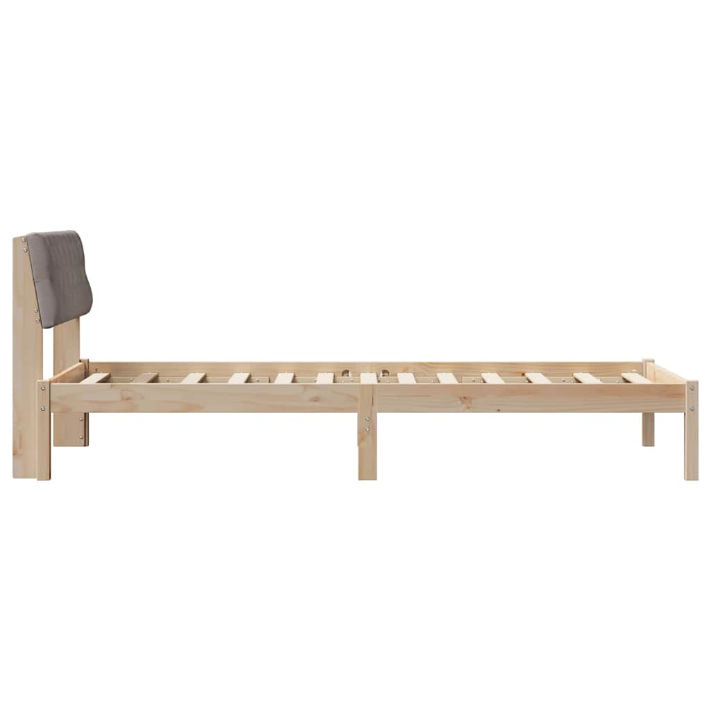 vidaXL Rama łóżka Brązowy i taupe 90 x 190 cm Lite drewno sosnowe