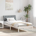 vidaXL Rama łóżka Biały i jasnoszary 90 x 190 cm Lite drewno sosnowe