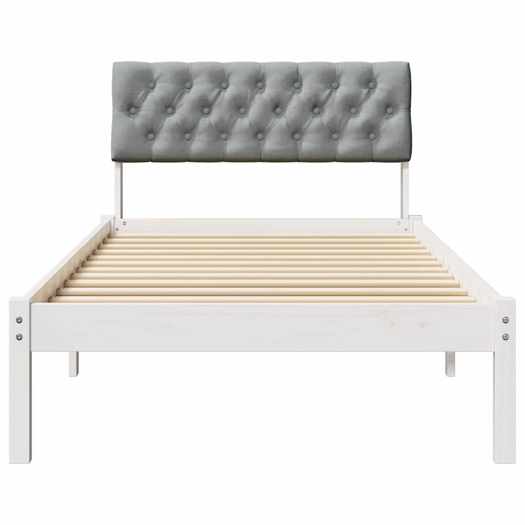 vidaXL Rama łóżka Biały i jasnoszary 90 x 190 cm Lite drewno sosnowe