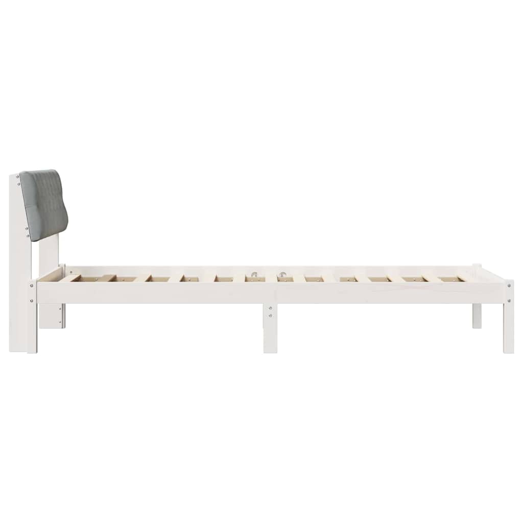 vidaXL Rama łóżka Biały i jasnoszary 90 x 190 cm Lite drewno sosnowe
