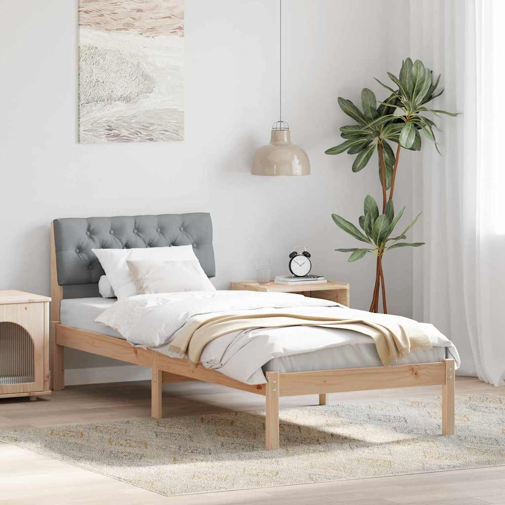 vidaXL Rama łóżka Brązowy i jasnoszary 75 x 190 cm Lite drewno sosnowe
