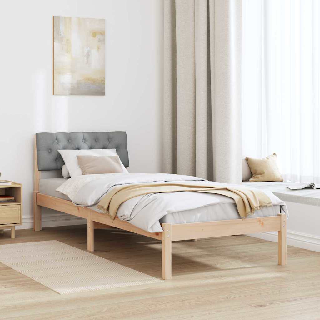 vidaXL Rama łóżka Brązowy i jasnoszary 75 x 190 cm Lite drewno sosnowe