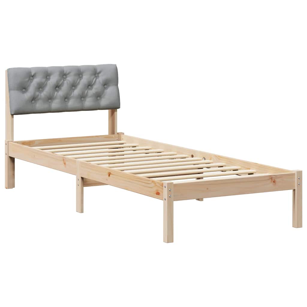 vidaXL Rama łóżka Brązowy i jasnoszary 75 x 190 cm Lite drewno sosnowe