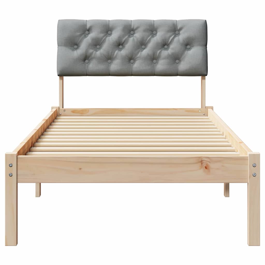 vidaXL Rama łóżka Brązowy i jasnoszary 75 x 190 cm Lite drewno sosnowe