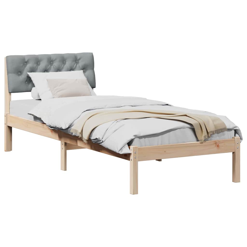 vidaXL Rama łóżka Brązowy i jasnoszary 75 x 190 cm Lite drewno sosnowe