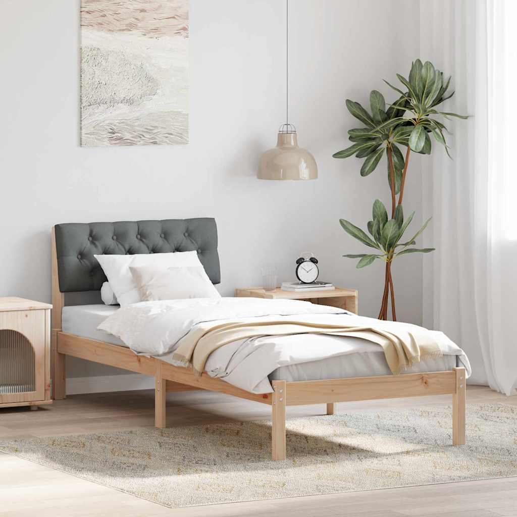 vidaXL Rama łóżka Z zagłówkiem brązowy i ciemnoszary 75 x 190 cm