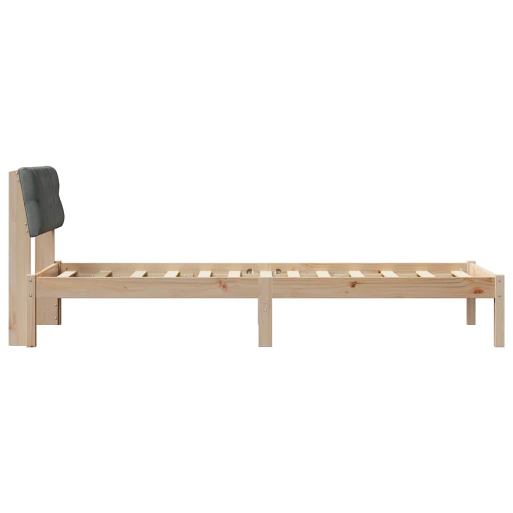 vidaXL Rama łóżka Z zagłówkiem brązowy i ciemnoszary 75 x 190 cm