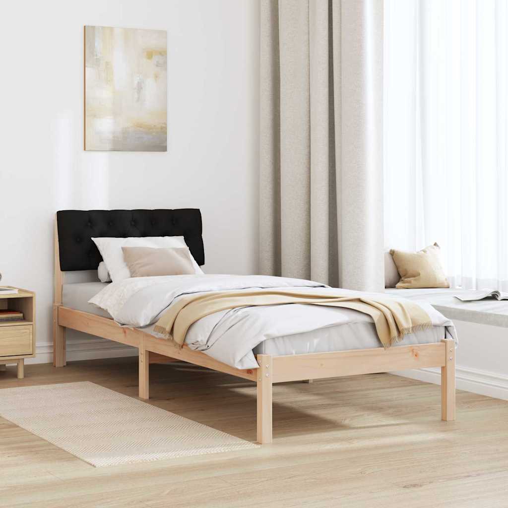 vidaXL Rama łóżka brązowo-czarny 75 x 190 cm Lite drewno sosnowe