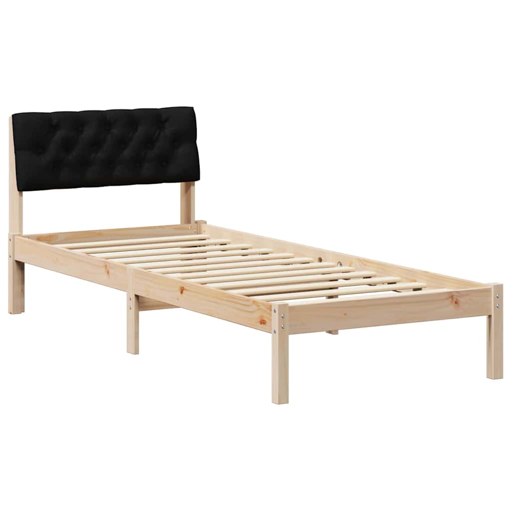 vidaXL Rama łóżka brązowo-czarny 75 x 190 cm Lite drewno sosnowe