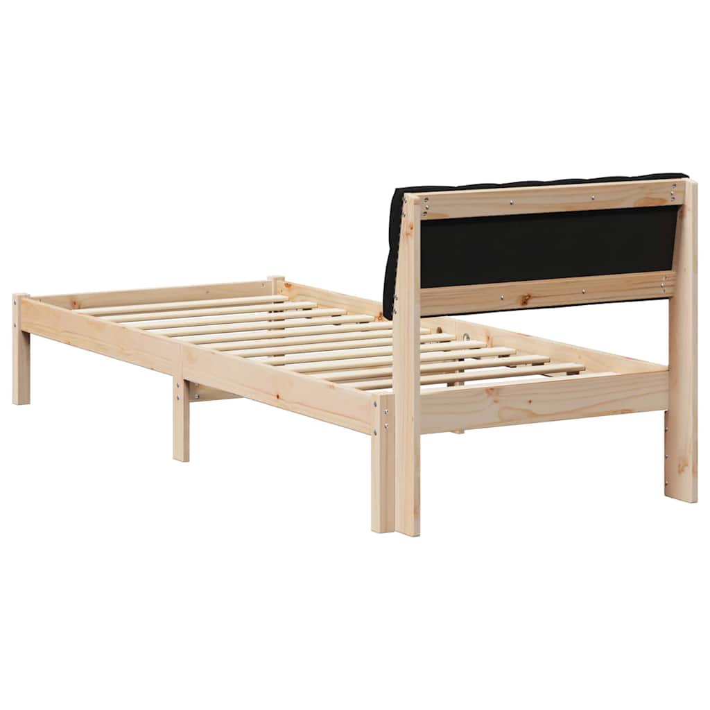 vidaXL Rama łóżka brązowo-czarny 75 x 190 cm Lite drewno sosnowe