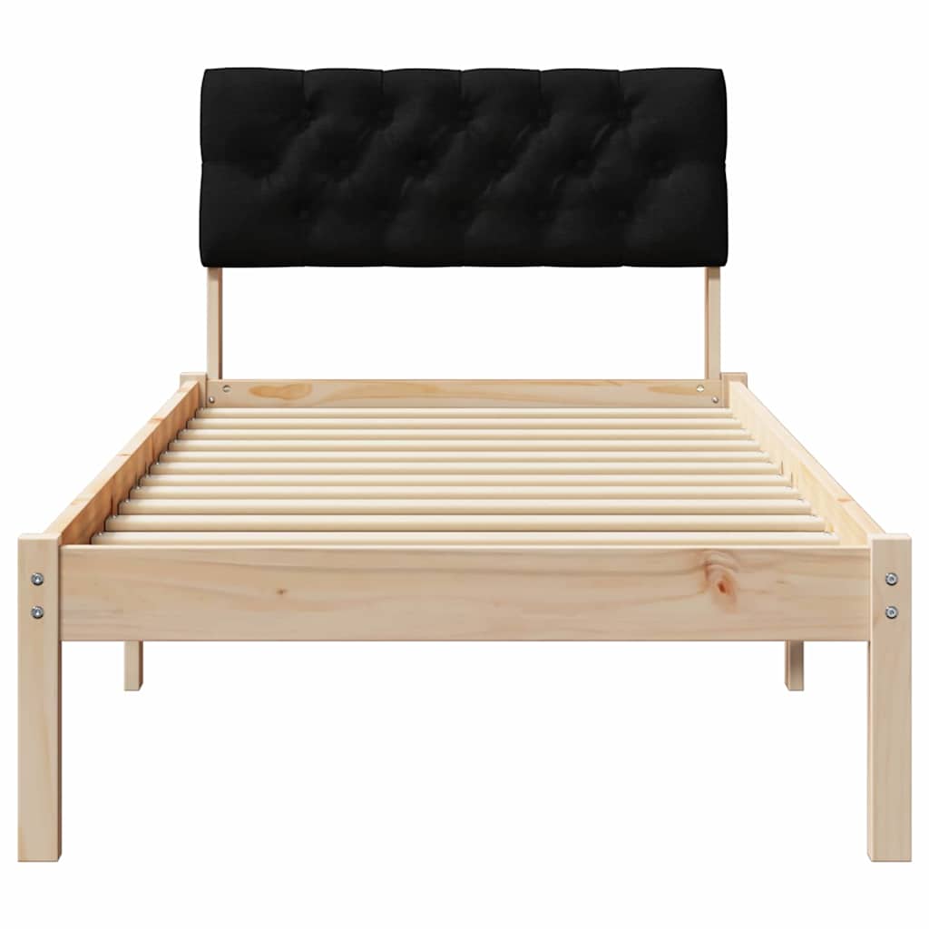 vidaXL Rama łóżka brązowo-czarny 75 x 190 cm Lite drewno sosnowe