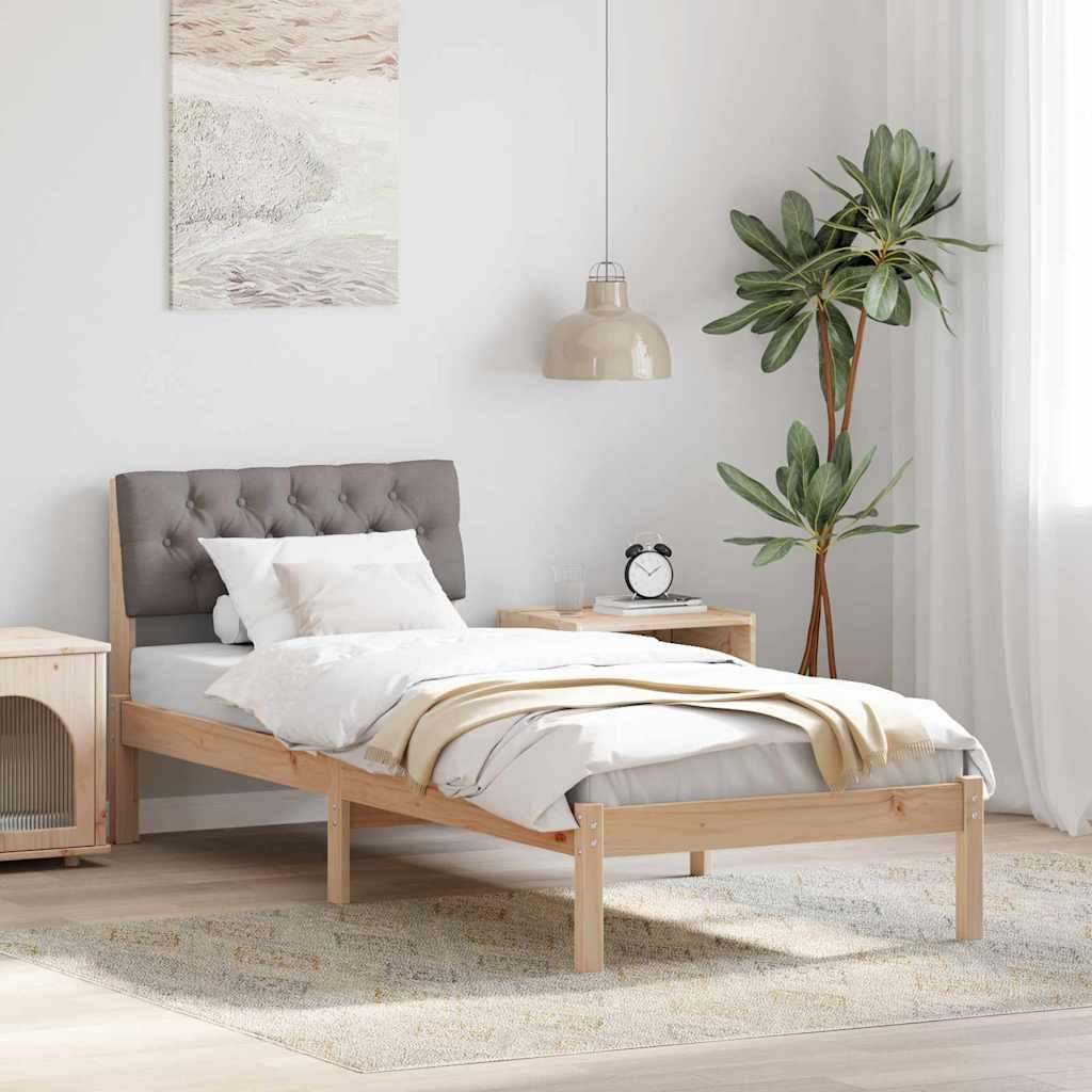vidaXL Rama łóżka Brązowy i taupe 75 x 190 cm Lite drewno sosnowe