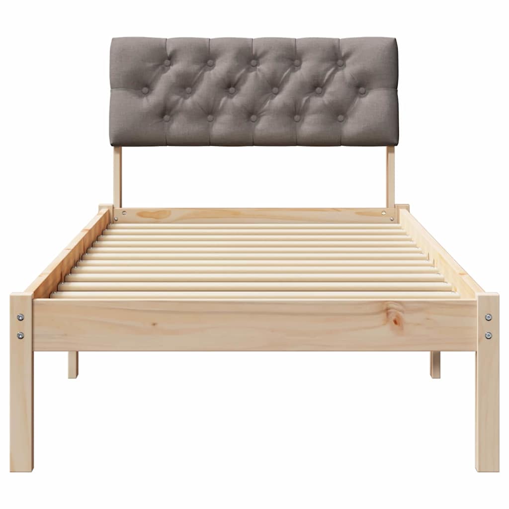 vidaXL Rama łóżka Brązowy i taupe 75 x 190 cm Lite drewno sosnowe