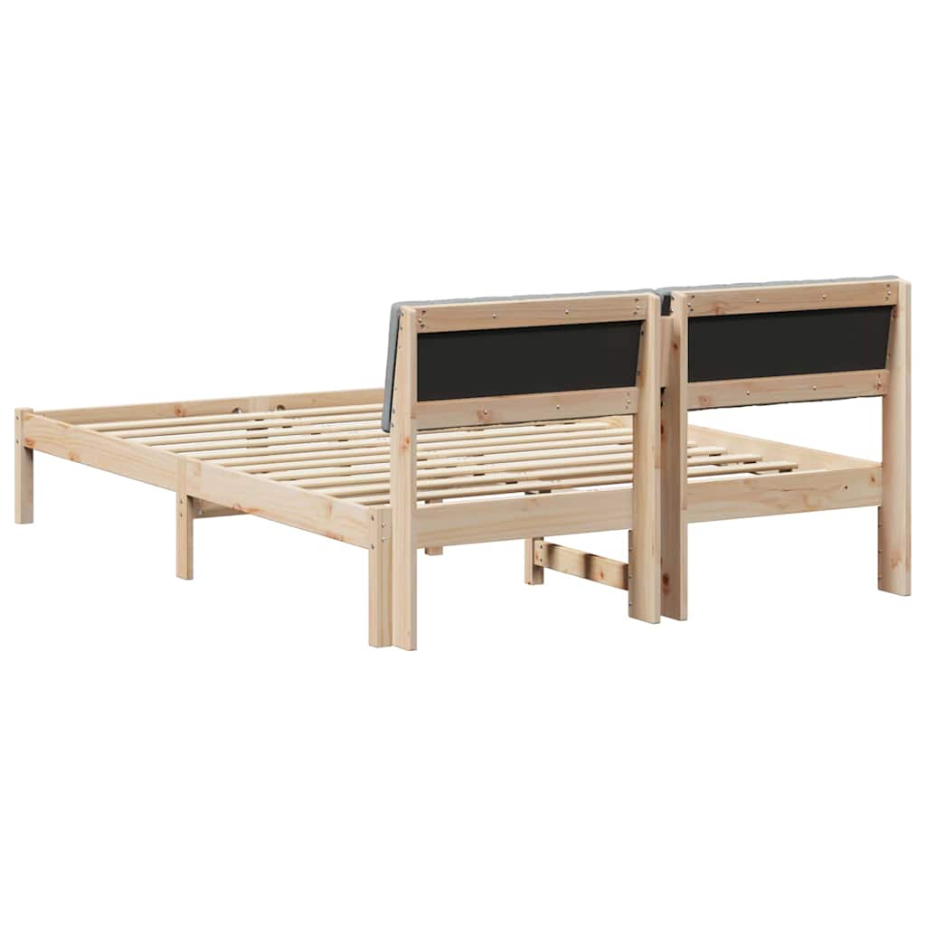 vidaXL Rama łóżka Z zagłówkiem Brązowy i jasnoszary 135 x 190 cm