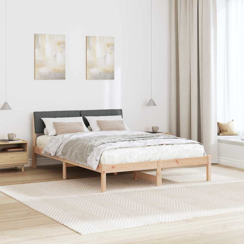 vidaXL Rama łóżka Z zagłówkiem brązowy i ciemnoszary 135 x 190 cm