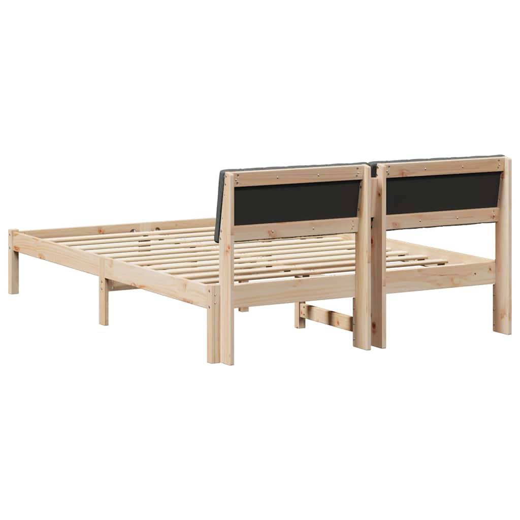 vidaXL Rama łóżka Z zagłówkiem brązowy i ciemnoszary 135 x 190 cm