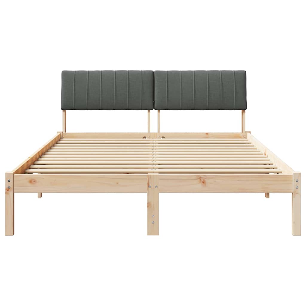 vidaXL Rama łóżka Z zagłówkiem brązowy i ciemnoszary 135 x 190 cm