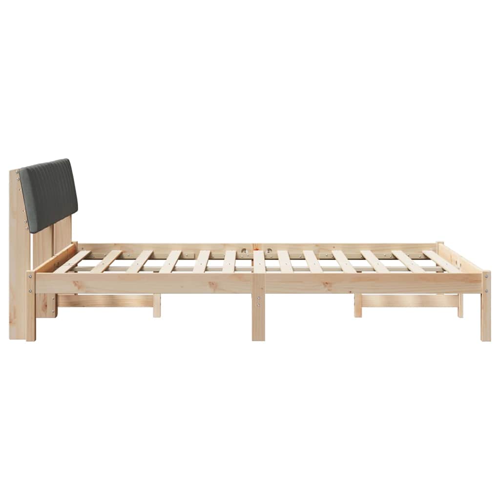 vidaXL Rama łóżka Z zagłówkiem brązowy i ciemnoszary 135 x 190 cm