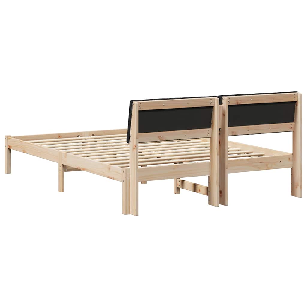 vidaXL Rama łóżka brązowo-czarny 135 x 190 cm Lite drewno sosnowe