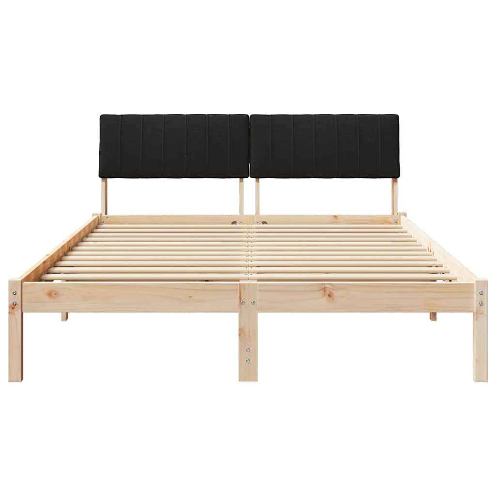 vidaXL Rama łóżka brązowo-czarny 135 x 190 cm Lite drewno sosnowe