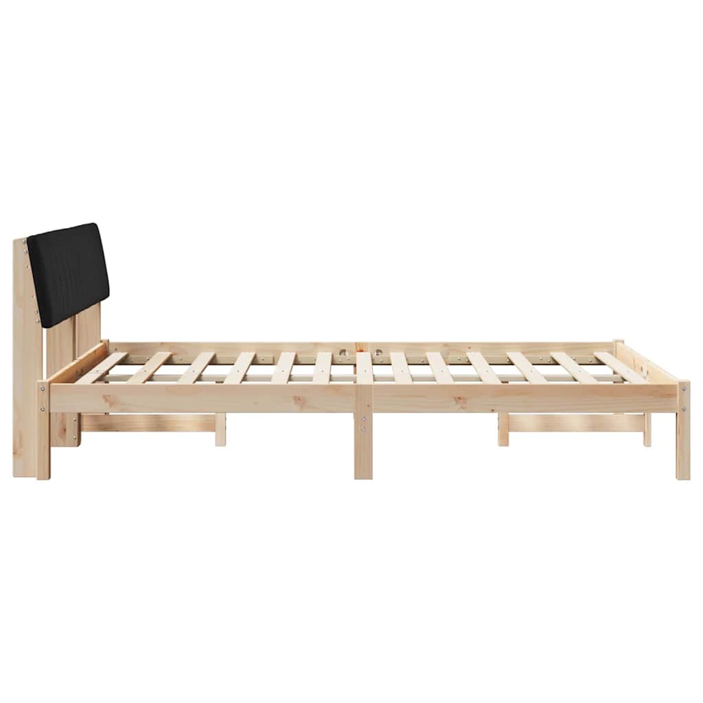 vidaXL Rama łóżka brązowo-czarny 135 x 190 cm Lite drewno sosnowe