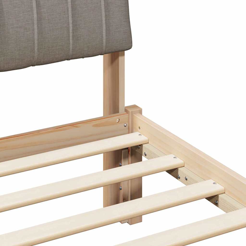 vidaXL Rama łóżka Brązowy i taupe 135 x 190 cm Lite drewno sosnowe