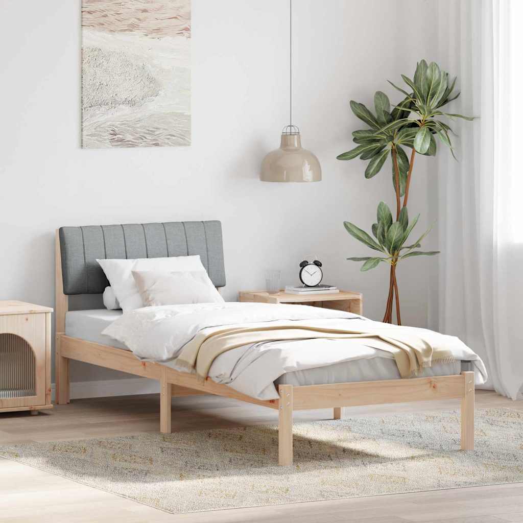 vidaXL Rama łóżka Brązowy i jasnoszary 75 x 190 cm Lite drewno sosnowe