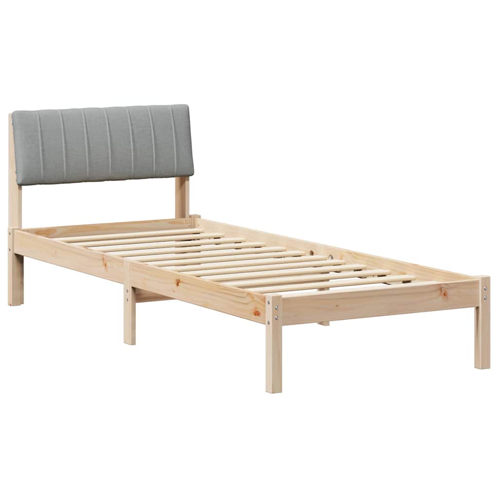 vidaXL Rama łóżka Brązowy i jasnoszary 75 x 190 cm Lite drewno sosnowe