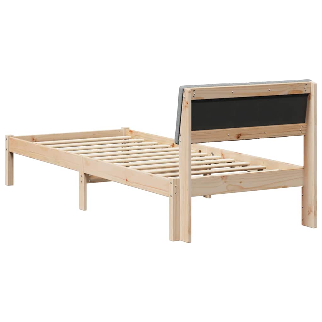 vidaXL Rama łóżka Brązowy i jasnoszary 75 x 190 cm Lite drewno sosnowe