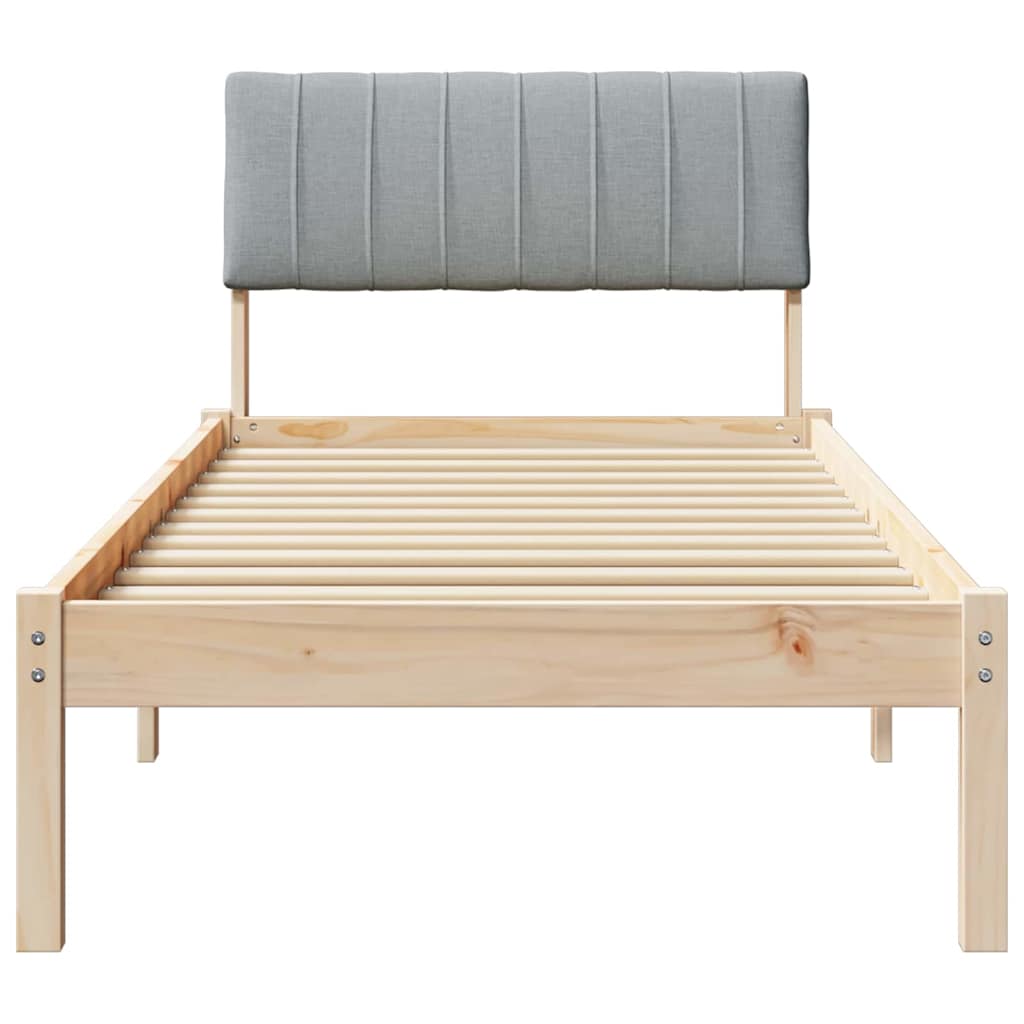 vidaXL Rama łóżka Brązowy i jasnoszary 75 x 190 cm Lite drewno sosnowe