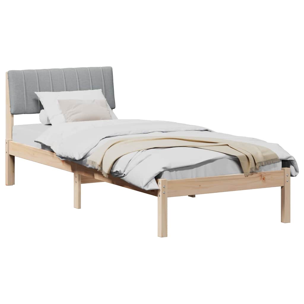 vidaXL Rama łóżka Brązowy i jasnoszary 75 x 190 cm Lite drewno sosnowe